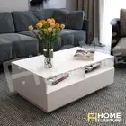 Modern 4 Drawers Coffee Table Storage Shelf High Gloss Wooden Furniture White