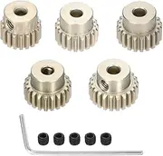 Rebower 5Pcs 48P Pinion Gear Set 18T 19T 20T 21T 22T for 3.175 mm Shaft Aluminium Alloy Pinion Gear with Screws and Hexagonal Wrench for RC Motor