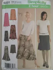 Simplicity Pattern 4881 2 Hour Pull On Gored Bias Skirts Sizes 6 8 10 12