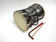 NICKEL BRASS INDIAN TALKING DRUM Two Sided Heads 10"x15"