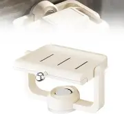360°Rotating suction cup soap tray holder,non drilling self draining soap tray