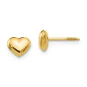 14K Yellow Gold 6mm Small Puffed Heart Earrings Push Back Madi K Kid's Jewelry