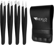 Professional Stainless Steel Precision Eyebrow Tweezers 4 Pack Black for Eyebrow