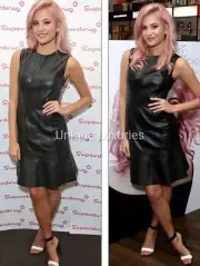 Hugo Boss Runway Nappa Leather Shift Mini Dress US 2 XS-S Celebs Choice $1300