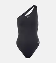 [Off-White] Off-White Logo one-shoulder swimsuit AU 6 black
