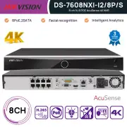 Hikvision 4K 8MP 8CH NVR DS-7608NXI-I2/8P/S Security Network Video Recorder CCTV