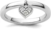 [JewelryWeb] 925 Sterling Silver Polished Prong set Dangle Love Heart Diamond Ring Statement-Ring for Women