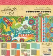 GRAPHIC 45 "BOHEMIAN BAZAAR" 8X8 PAPER PAD RETIRED SCRAPJACK'S PLACE