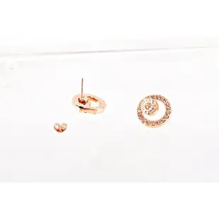 【COACH】鏤空圓圈玻璃鑽鑲嵌針式耳環(玫瑰金)