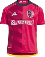 [adidas] Youth Soccer St. Louis City FC 23/24 Youth Home Jersey - Eye-Catching Halved Design, Moisture-Absorbing AEROREADY