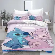 v2700 Bed Sheets Stitch Anime Duvet Cover Set Comforte Printed Cartoon Twin Size Bedding Sets Christmas Gifts -piece 3-Piece Bedding Set (1 Duvet Cove