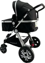 Trendy Black Aluminium Alloy 2in1 Baby Pram Baby Stroller Jogger Push chair