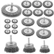 Wire Brush Set 20 Pcs, 1/4 Inch Hex Shank Wheel for Drill, Carbon Steel Brush