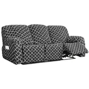 Stretch Recliner Sofa Cover Jacquard Reclining Cover with Side Pocket for 1/2/3 Seater, Dark Grey