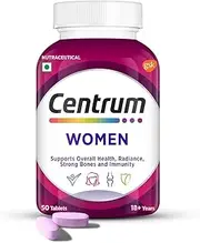 Cen.trum Women, World's No.1 Multivitamin with Biotin, Vitamin C & 21 vital Nutrients for Overall Health, Radiance, Strong Bones & Immunity (Veg) Pack of 50 tablets