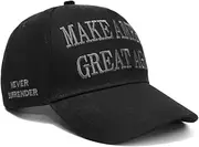 [CAKEASY] Donald Trump 45-47 Never Surrender MAGA Hat, Trump 2024 Hat USA Embroidered Adjustable Baseball Cap, Musk's MAGA Hat