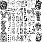 VANTATY 50 Sheets Black Temporary Tattoos For Men Adults Ealge Dragon Lion Wolf Animals For Women Neck Arm Thigh, Fake Small Skull Tattoo Sticker For Kids Children Boys Girls Tatoos