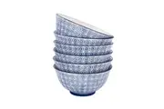 Nicola Spring Patterned Cereal Bowls, Blue Flower Print Design - 15cm - Set of 6