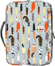 YOUSHARES Colored Pencil Case 166 Slots Pen Case Organizer with Handy Wrap & Zipper, Multilayer Holder for Prismacolor Colored Pencils & Gel Pen (Cat)
