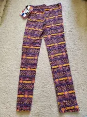D-Signed Purple Orange Pattern Pants Leggings Girls Medium