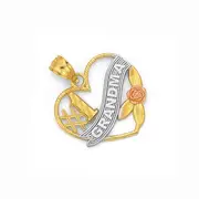 9ct Tri Tone '#1 Grandma' Heart Pendant