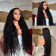 Remy Human Hair 5x5 Closure 13x4 Lace Front Wig Side Part Vietnamese Hair Water Wave Black Wig 130% 150% Density with Baby Hair Glueless Pre-Plucked For Women