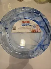 Pyrex New Glass Water Colors Swirl Blue Lagoon 9 1/2in Pie Baking Dish...