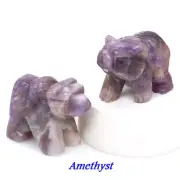 1.5" Bear Figurine Natural Stone Carving Animal Statue Healing Crystal Amethyst