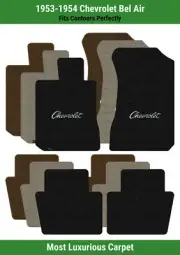 Lloyd Luxe Front & Rear Mats for '53-54 Chevy Bel Air w/Silver Chevy Letters (for: Chevrolet)