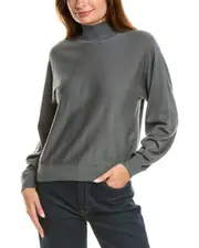 Theory Blouson Turtleneck Wool-Blend Sweater p Blue