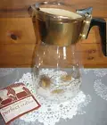 Vintage 1960's Crown Agee Pyrex,6 Cup Coffee Pot.Original Pamphlet.Clear/Gold.
