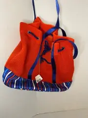 Vera Bradley Mesh Drawstring Bag Tote Orange Blue