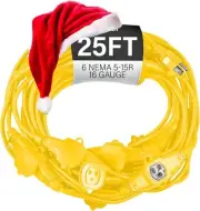 Outdoor-Indoor Heavy Duty 25 ft Extension Cord with LED Indicators and 6 Outlets