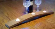 Half Wine Barrel Stave Candelabra Holds 3 Tealights By Wine Barrel Creations