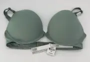 Victoria's Secret PINK Wear EverywhereSuper Push-Up Bra VS Green Ribbed 34C NWT