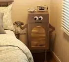 Solid Wood Bedside Table Creative Robot Shape Decoration Bedroom Living Room Sto