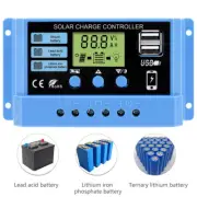 10A 20A 30A PWM Solar Charge Controler LCD 12V 24V Solar Panel PV Controller USB