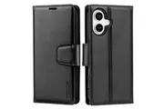 ZUSLAB for iPhone 16 Case, Hanman Leather Wallet Cover, Black
