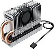 GRAUGEAR M.2 NVMe SSD Cooler 2280, Quiet 25 mm PWM Fan with Copper Heatpipe, Aluminium Fins, Powerful Cooling for M.2 SSDs