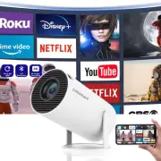 5G WiFi Projector, 4K Support, 5.0 Bluetooth Speaker with 130'' Screen,Auto K...