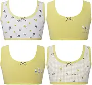 [iEFiEL] Kids Girls' Cami Undershirts Sleeveless Camisole 4 Pieces Crop Bralette Training Bras Gym Workout 7-14 Years