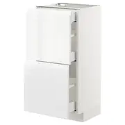 METOD base cab with 2 fronts/3 drawers, white Maximera/Voxtorp high-gloss/white, 40x37x80 cm