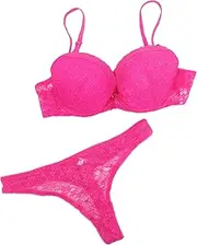 [COSMEVIVI] 80b Bra Set Push up Bra Strappy Bras and Panties Breathable Rosy Comfortable for Daily Wear