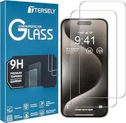 T Tersely [2 Packs] Screen Protector for iPhone 15 Pro Max(6.7 inch), Premium HD Clear Scratch Resistant Tempered Glass Screen Protector Film Case Friendly