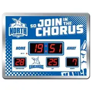 AFL LED Scoreboard Clock - North Melbourne Kangaroos - 45x33cm - Time Temp Date