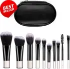 10Pcs Portable Makeup Brush Set with Case Foundation Blending Eyebrow Brushes