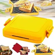 Micro Munchy, Microwave Toastie Sandwich Maker, Microwave Toastie Maker, Microwave Sandwich Maker, Microwave Grilled Cheese Maker, Split Design Toastie Maker, Breakfast Sandwich Machine (Yellow)