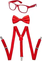 [Dress Up America] Kids Neon Suspender, Bow-tie Accessory Set