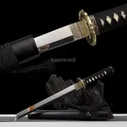 12'' L6 Steel Sword Chinese Tang Dao 唐刀 Mirror Blade Mini Knife Full Tang Black.