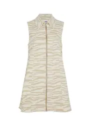 Ganni Printed Denim Mini Dress - Khaki - 8 8